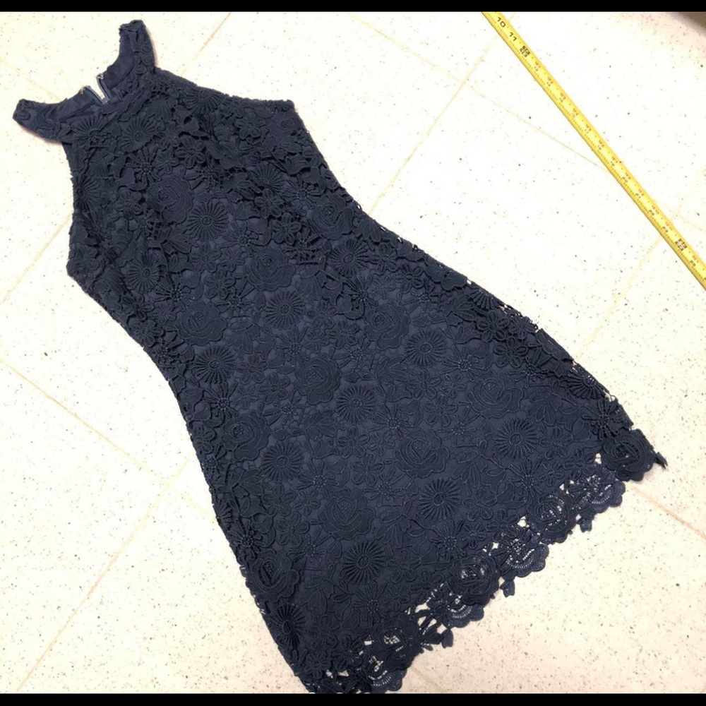 Lulus navy lace high neck dress